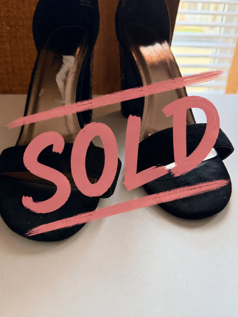 Dominique Nicole block heel 11 black with sequence heel